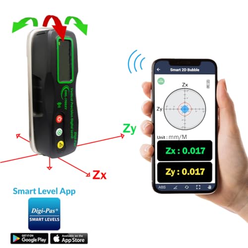 Digi-Pas DWL1900XY Bluetooth 2-Achsen-Präzisionsstufe 0,0002 /ft (0,02 mm/m)