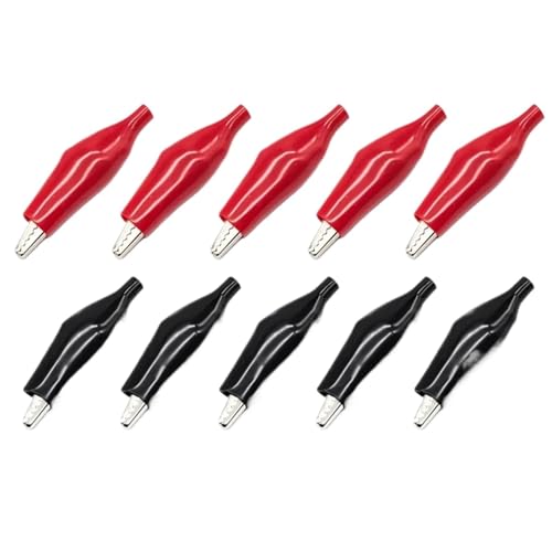 Large Black Red Soft Plastic Coated Testing Probe Test Clips 10Pcs Metal Clip Crocodile Electrical Clamp