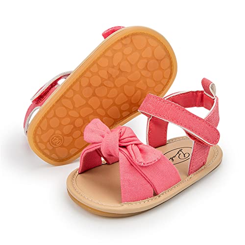 Image of Miamooi Infant Baby Girls Boys Sandals Summer Bowknot Crib Shoes Toddler Pu Leather Flower Soft Rubber Sole Dress Flats First Walker Shoes