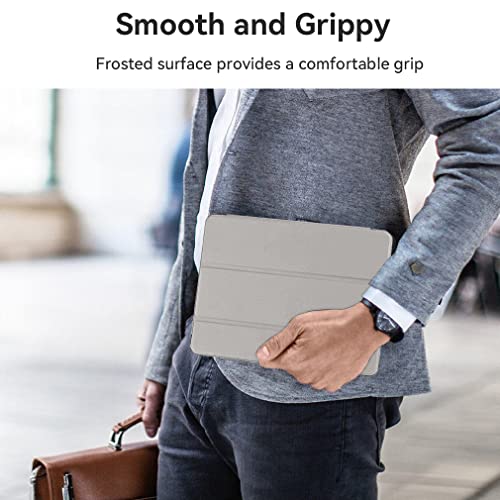 Compatible with iPad (10.2 inch) Tablet Protective Case, Y Shaped Folding Case with Pen Slot, Translucent, Grey - Image 4