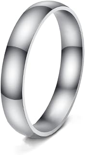 Sleek European & American Style 4MM Polished Inner & Outer Ball Ring Popular Japanese & Korean Fashion Jewelry Valentine's Day Gift Couple's Matching Rings,Styles/Colors shipped randomly