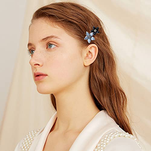 DonLeeving 2 PACK Crystal Flower Leaf Hair Clips Fashion Sparkly Glitter Rhinestones Hair Barrettes Hairpin Hair Styling Accessories miniatura 5