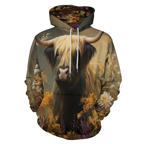 Sweat-shirt à capuche motif bovins des Highlands, l'idée cadeau fantaisie idéale