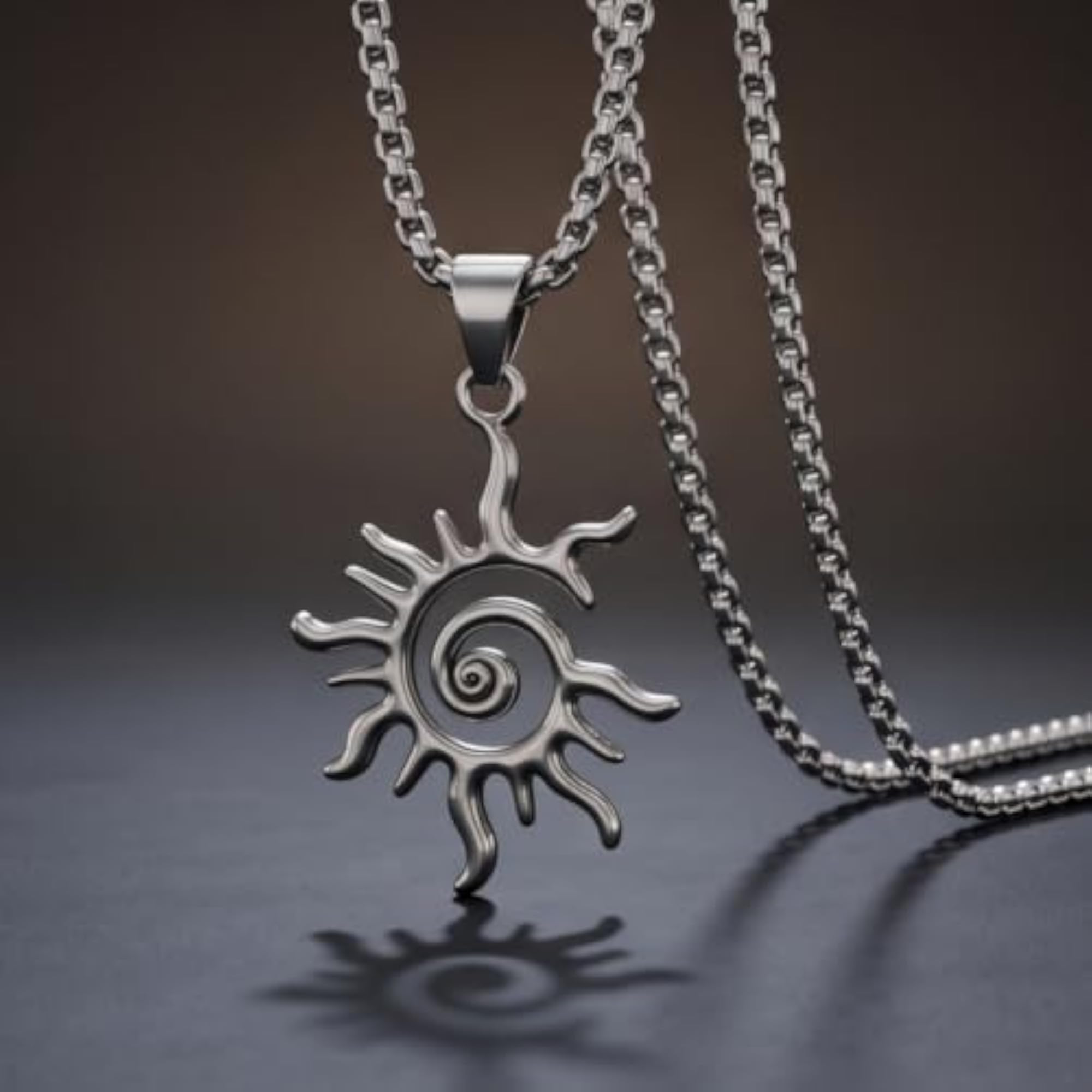 Solar Spiral Pure Titanium Steel Pendant with Chain