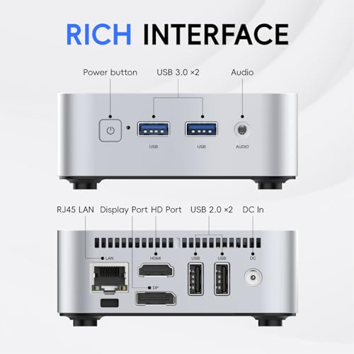 Image of MegaPC Mini PC 16GB DDR4 512G SSD Twin Lake N150 Windows 11, 4K Dual display HDMI+DP+2xUSB 3.2+2xUSB 2.0+WiFi,BT, Small PC Desktop for Business Home Office Mini PC-D01