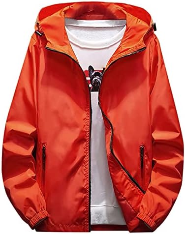 Ymosrh Mens Jackets Casual, Men's Varsity Jackets Work Jacket Lined Flannel Shirt Autumn Winter Casual Color Plus Size Hoodie Zipper Outdoor Sport Coat Lightweight Jackets With Hood (4XL, Orange)