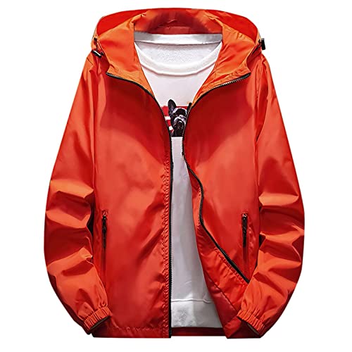 Ymosrh Mens Jackets Casual, Men's Varsity Jackets Work Jacket Lined Flannel Shirt Autumn Winter Casual Color Plus Size Hoodie Zipper Outdoor Sport Coat Lightweight Jackets With Hood (4Xl, Orange) #TOP10