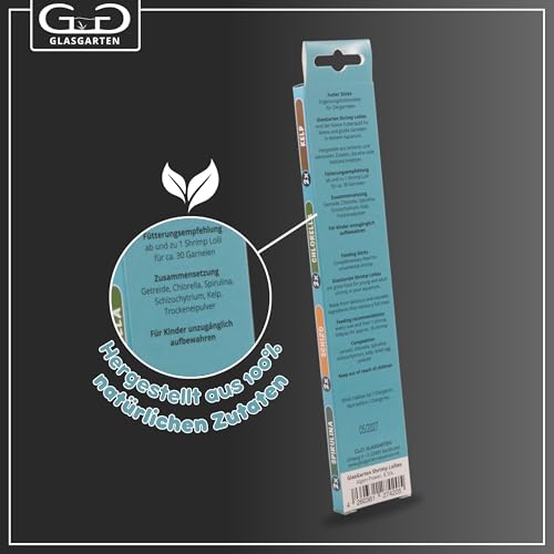 GlasGarten Shrimp Lollies 4in1 Algen Power | 8 STK. / 20 cm – Futtersticks für Ziergarnelen, mit 4 verschiedenen Geschmacksrichtungen, hochwertige Futterpaste am Stil