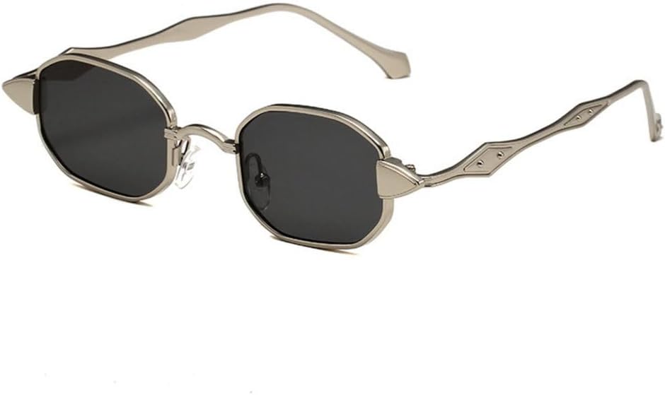 Vintage Steampunk Small Hexagon Sunglasses for Women Men Retro Gothic Metal Frame Sun Glasses Punk Hip Hop Rave Fas