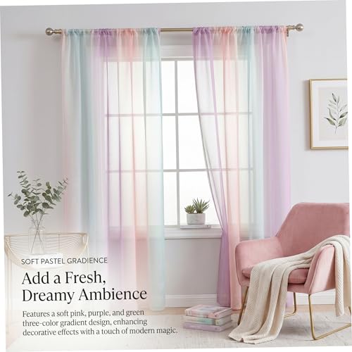 Rideau chambre d'enfant dégradé violet vert pour illuminer le salon