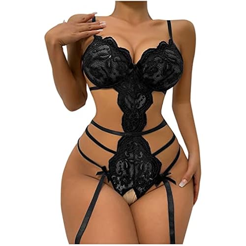Women One Piece Lingerie Deep V Teddy Sexy Lace Bodysuit Hollow Out Exotic Sluttly Nightwear for Sex Naughty Play L24