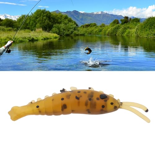 Briny River 60 Stück Weiche Silikon-Garnelen-Angelköder Leuchtende Garnelen für das Süßwasserfischen 2,8 cm 0,3 G