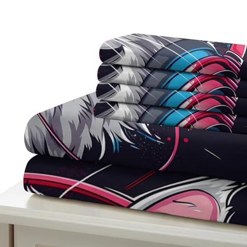 Parure de Lit Chat avec Housse de Couette Imprimé 3D en Microfibre