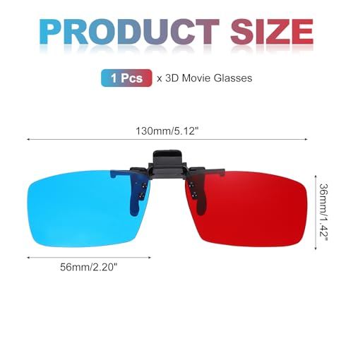 MECCANIXITY Red Blue/Cyan 3D Clip-on Glasses, Anaglyph 3D Viewing Glasses Hanging Frame Square for Movies Theater Games TV Photos Projector - Thumbnail 2