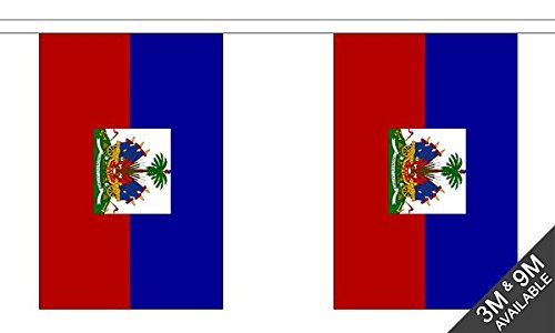 Flagtex Haiti (Crest) Fabric Bunting – 9m with 30 Flags – Fabric for Indoor & Outdoor Use – String Flags Banners Haitian Caribbean Hispaniola Island — image 1