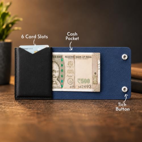 Image of The Wallet Store ClickKiss Genuine Leather Wallet for Men - Blue
