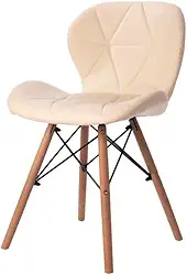 Cadeira Estofada Jantar Charles Eames Eiffel Slim Wood Confort Creme