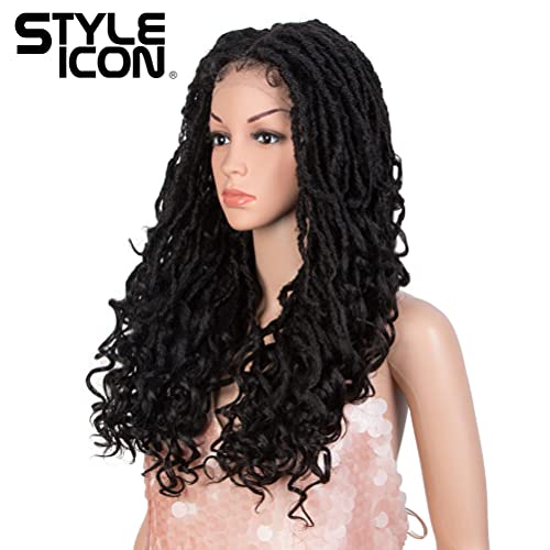 Style Icon 24" Faux Locs Wigs For Black Women Middle Part Goddess Locs Wig Long Twist Synthetic Wigs (24 Inch Middle Part, 1B) #TOP2