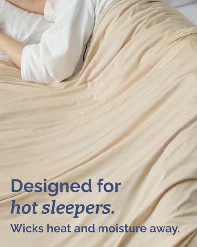 Image of Cooling Blanket for Hot Sleepers - Cold Blanket Throw Size - Double-Sided, Ultra Cool for Summer, Night Sweats & All Seasons - Soft, Lightweight & Breathable for Couch, Bed or Sofa - Beige, 50 inch x 60 inch