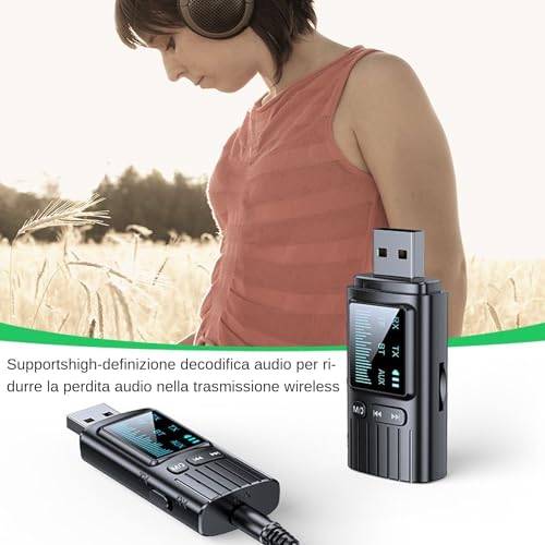 Emisor de Audio Inalámbrico - Sincronización Instantánea Pantalla, Transmisor-receptor Dongle, Componente Puerto Aux, Televisión Inteligente Ordenador Cine Auricular Amplificador Hi-Fi | Ro - imagen 2