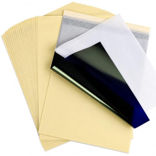 Sukh 20 Sheets Tattoo Transfer Paper – Tattoo Stencil Paper for Thermal Printer & Hand Drawing, 4 Layer Transfer Paper for Tattoos Printable Carbon Stencil Kit 8.5 x 11 in for Practice Supplies
