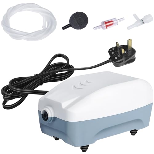 HITOP Single Outlet Aquarium Air Pump with Accessories Whisper Aerator Silent Oxygen Pump for Fish Tank 1L to 100 Litres