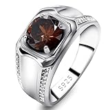 NA Schmuck 925 Silber Ring Edelstein Verlobungsring Ehering Männer und Frauen Jubiläum Schmuck Geschenke Türkischer Ring (Edelsteinfarbe : Königsblau, Ringgröße : 7) (7.5 Dunkelbraun)
