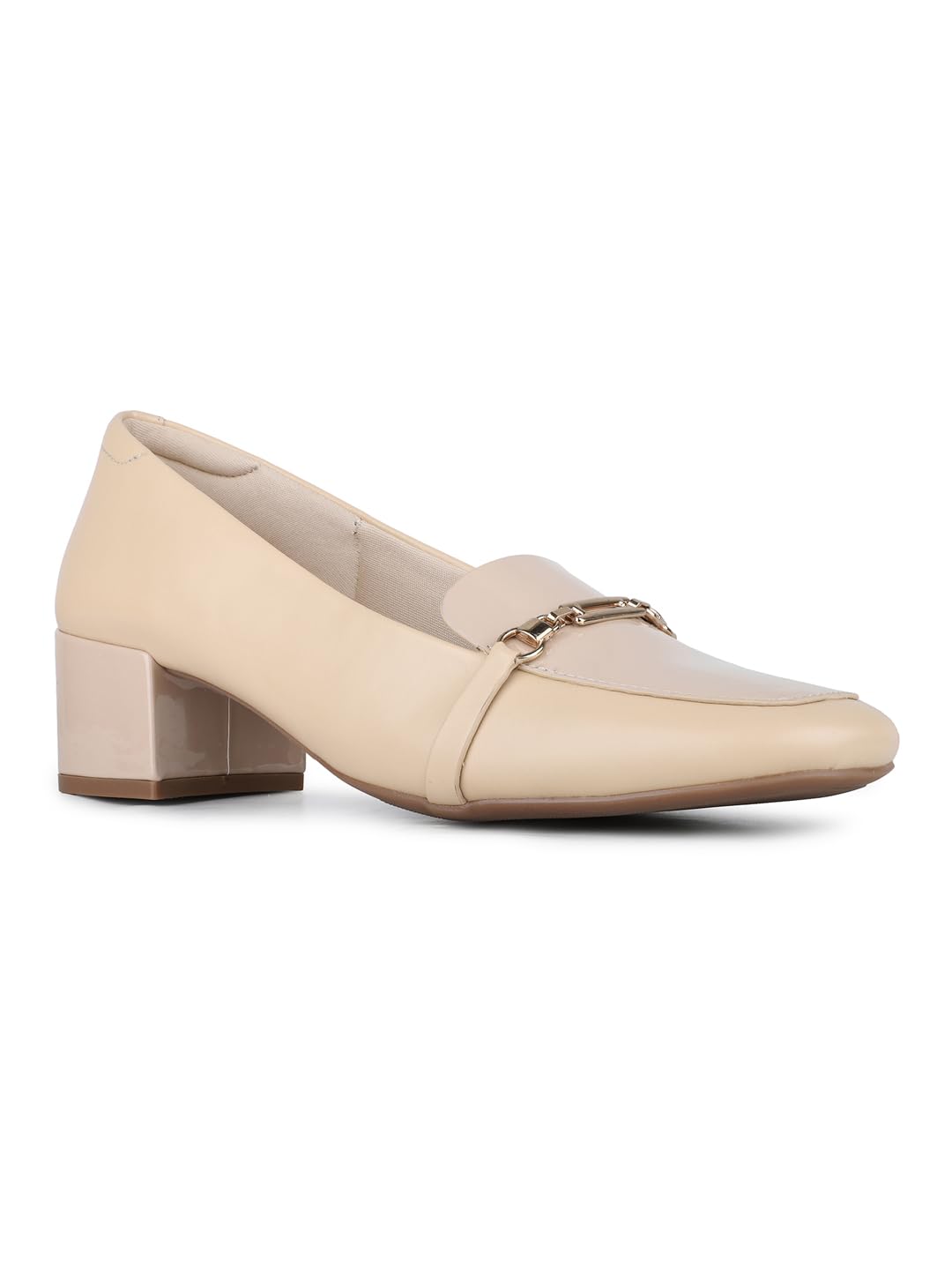inc.5 Womens Women Beige Solid Round Toe Block Heel Pump Pump-picture-18