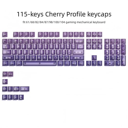 Image of dagaladoo Gradient Purple Frosted keycaps,Translucent Keyboard keycaps,Jelly Key caps Set,Shine Through Key caps,Cherry Profile Keyboard caps for Mx Switches Mechanical Keyboard(115key)