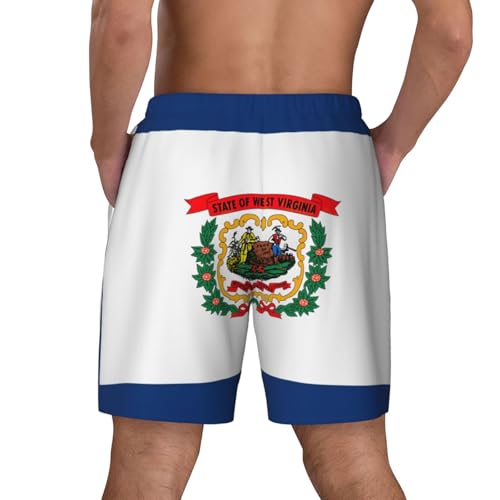 West Virginia State Flagshort Swim Trunks with Waist Rope and Two Side Pockets Beach Shorts Bathing Suits for Men4