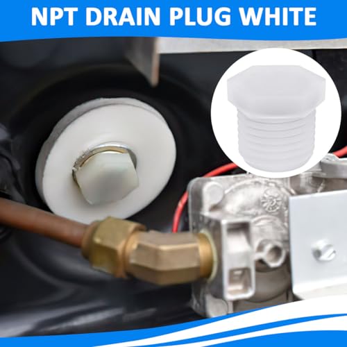 Image of 12pcs Replacement Atwood 91857 11630 Drain Plugs RV Camper Travel Trailer Water Heater Drain Plug Kit, Atwood Water Heater Parts 1 /2 inch RV Hot Water Heater Drain Plug White Plastic