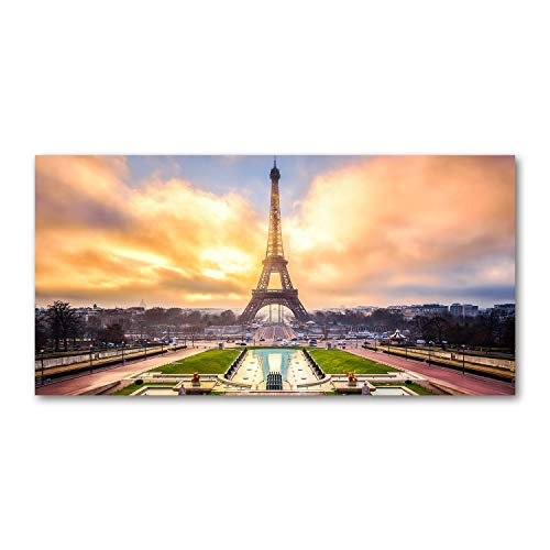 Toile Tour Eiffel jaune 120x60 cm pour decoration murale de salon