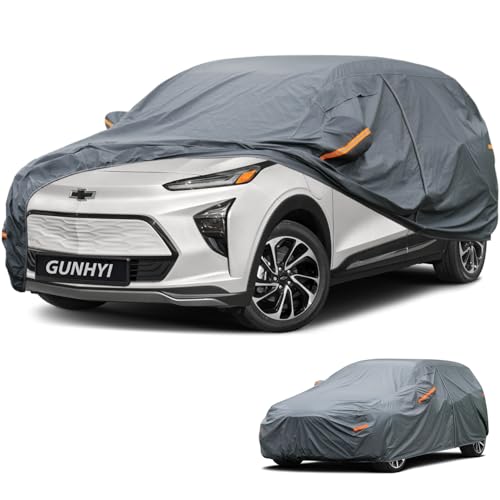 Image of GUNHYI Premium Car Cover Custom Fit Chevrolet Bolt EUV, 16 Layers Heavy Duty Car Cover Waterproof All Weather with Zipper Door for Sun Rain Snow Dust Uv Protection