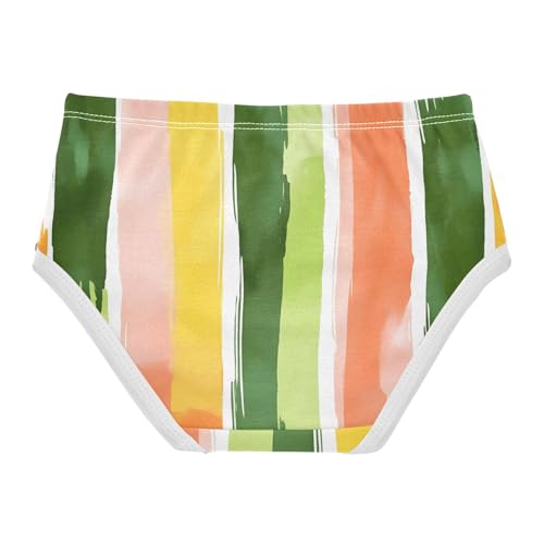 Kids Underwear, Vertical Stripes Green Pink Toddler Girl Briefs, Girls Cotton Underwear, 2T–8 Years2
