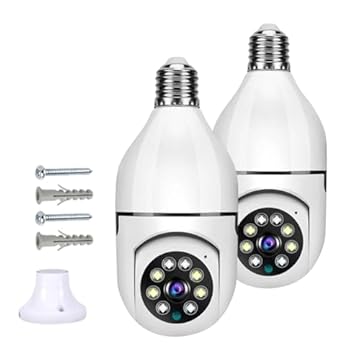 Kit 2 Câmera Segurança Ip Wifi Lâmpada Prova D'água Giratória Visão Noturna Infravermelho 1080P HD Câmeras Wireless 360° Inteligente Full HD - Premium