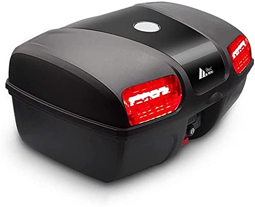 YIWANGO Motorcycle Tail Box Helmet Top Case 47L PP High Capacity Motorbike Scooter Luggage Storage Trunk(Can Hold 2 Helmets) with LED Light,Waterproof Motorcycle Box (Color : Black)