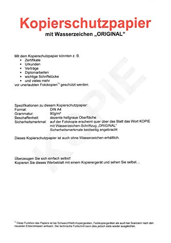 Kopierschutzpapier, DIN A4, 90g/m², 500 Blatt, ohne Wasserzeichen