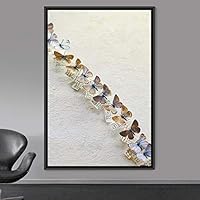 Framed Canvas Wall Art Butterflies Butterfly Colorful Farmhouse/Country Hallway Insects Multicolor Photography - 16x24 inches