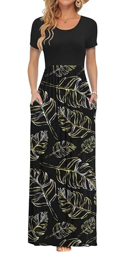 Image of AUSELILY Women's Classic Short Sleeve Loose Plain Casual Long Maxi Dresses for Women 2026