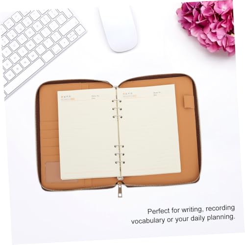 Carnet de notes A5 cuir marron WOONEKY avec pochette zippée pour centraliser vos écrits