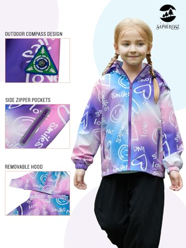 Image of SaphiRose Kids Waterproof Rain Jacket Mesh Lined with Removable Hood | Lightweight rain coat, windproof, breathable, school, camping, travel, outdoor play, boys and girls