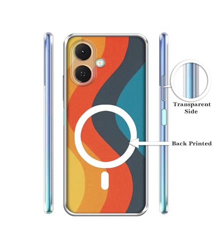 Image of Casotec Back Cover for Tecno Spark Go 2 4G Retro Sunset Waves Magnetic Ring Design (Not Magnetic Compatible) | UV Printed Soft TPU Shockproof Back Case for Tecno Spark Go 2 4G