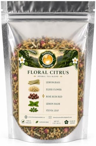 Floral Citrus Herbal Tea Blend (Lemongrass, Elderflower,Rose Buds, Lemon Balm, Stevia Leaf)