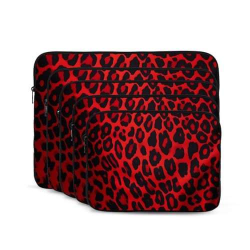 Funda para portátil con patrón de leopardo rojo 17 pulg miniatura 7