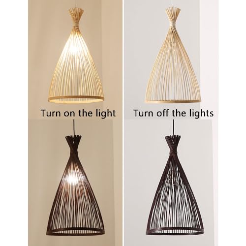 Lámpara colgante de bambú triangular para iluminar tu dormitorio con calidez 6