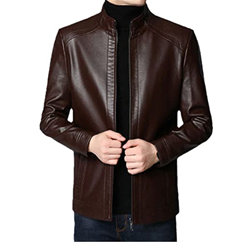 Blazer en cuir marron foncé pour homme XXL veste mi-saison confortable