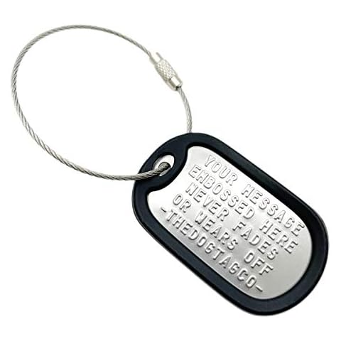 TheDogTagCo Set of 1 Personalised Luggage Stainless Steel Dog ID tag with Cable & Silencer Read Description to See How to ADD Personalisation (Black) Cover