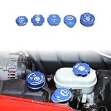 PIUGILH Car Engine Oil Cap Radiator Cap Brake Fluid Cap Cover Fit for C6 Corvette 2005-2013 Accessories, Aluminum Alloy Car Engine Bay Cap Cover Kit Protection Cover Trim, 5Pcs (Blue)