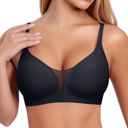 Bras for Womens Mesh Lace V Wireless Bras Seamless Push up Bralette Full Coverage No Underwire Everyday Bra Smooth Underwear