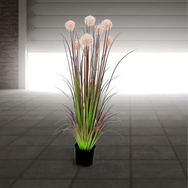 Garden Art Unique Natural Looking Artificial (Ht 46") Dandelion Grass Plant With Brown Flowers And Plastic Pot For Home, Office, Party Decoration (GA0185) - Image 7